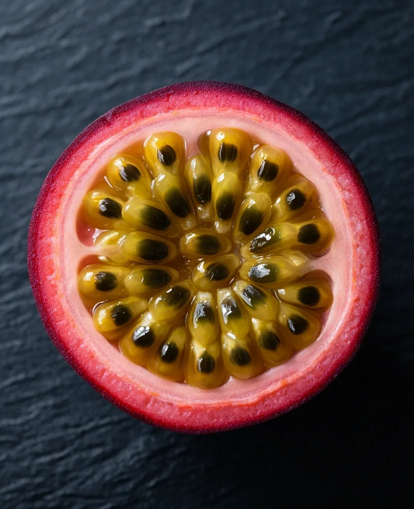 Detalle botánico de fruta colombiana